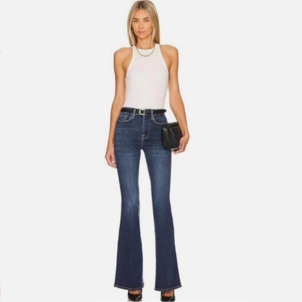 Frame Jeans Le One Flare in Hanbury Dark Wash